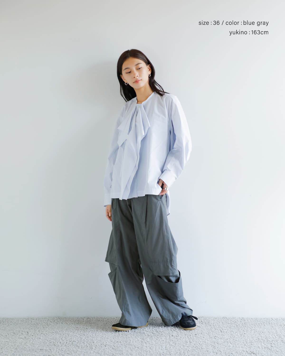 beautiful people(ビューティフルピープル)コットンテーパードイージーワイドパンツ1545105014 “Cotton suiting trompe loeil pants” 1545105014