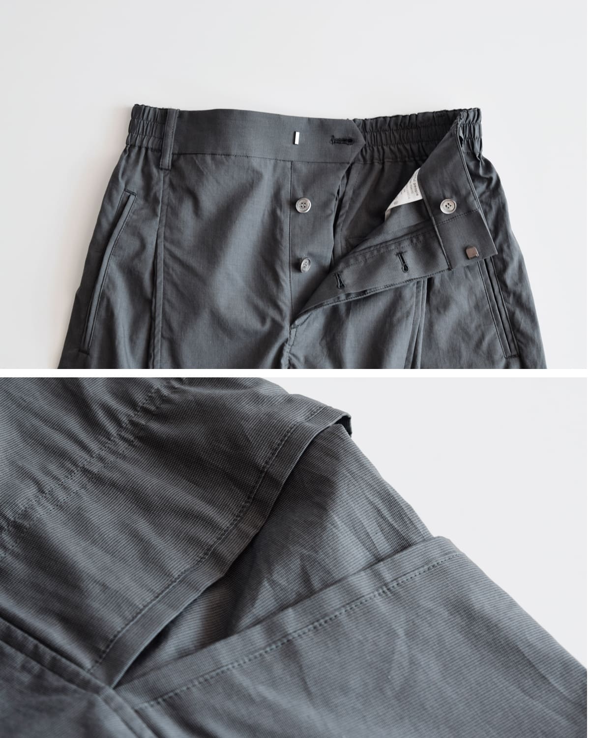 beautiful people(ビューティフルピープル)コットンテーパードイージーワイドパンツ1545105014 “Cotton suiting trompe loeil pants” 1545105014