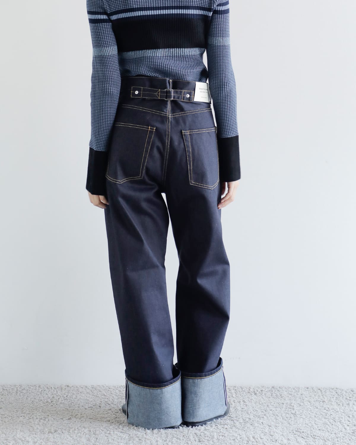未使用品 ビューティフルピープル セルビッチ ワイドデニム 36 beautiful people｜セルビッチ ワイド ストレート デニム パンツ