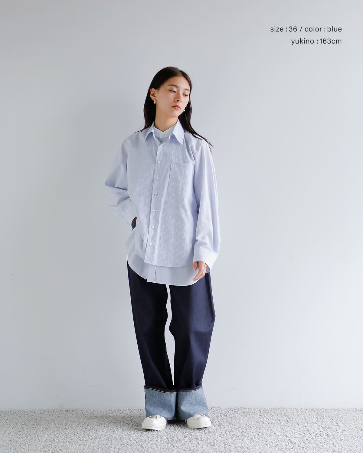 beautiful people(ビューティフルピープル)フィンクスコットンストライプシャツ “Double-front finx stripe shirt” 1545106003