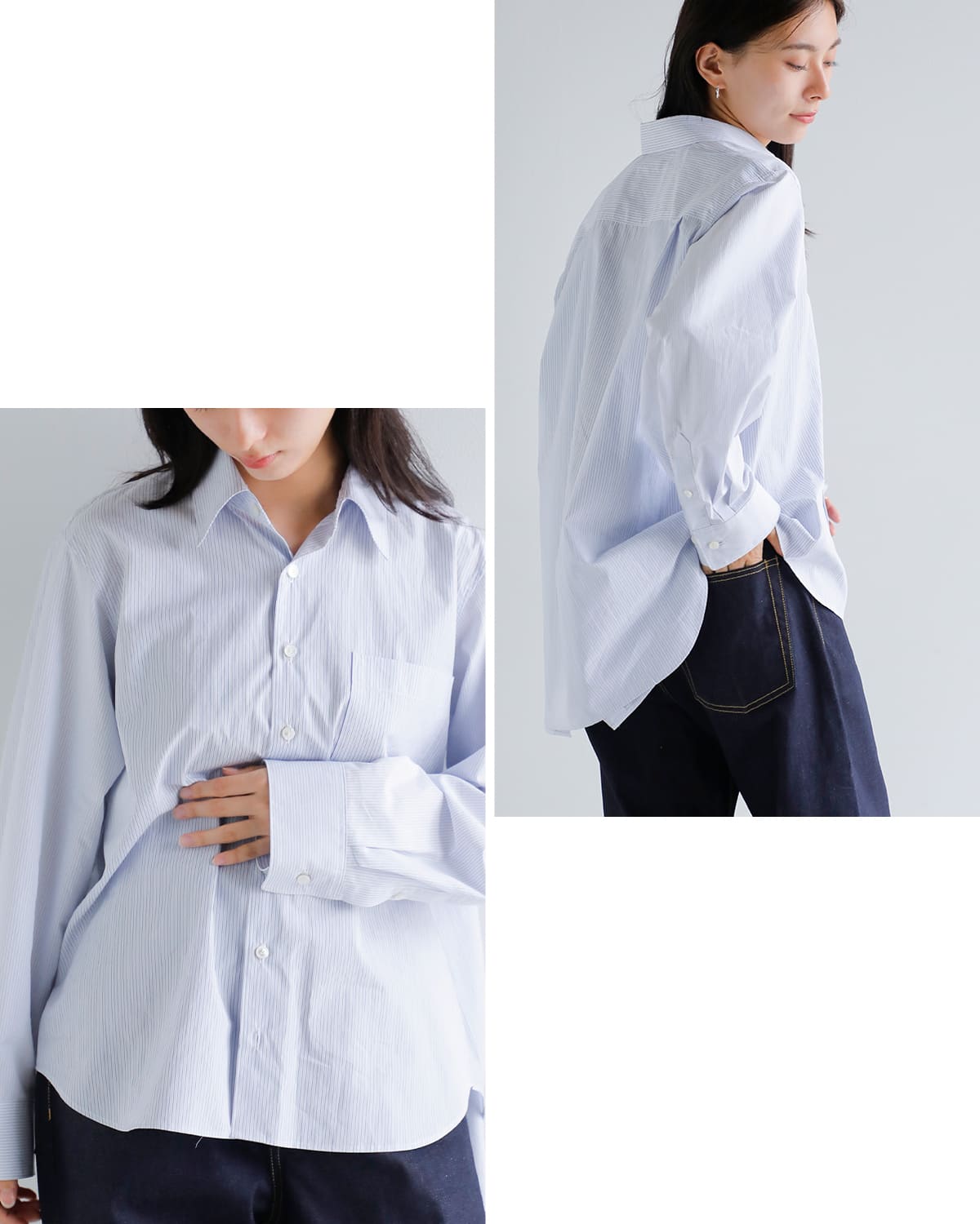 beautiful people(ビューティフルピープル)フィンクスコットンストライプシャツ “Double-front finx stripe shirt” 1545106003