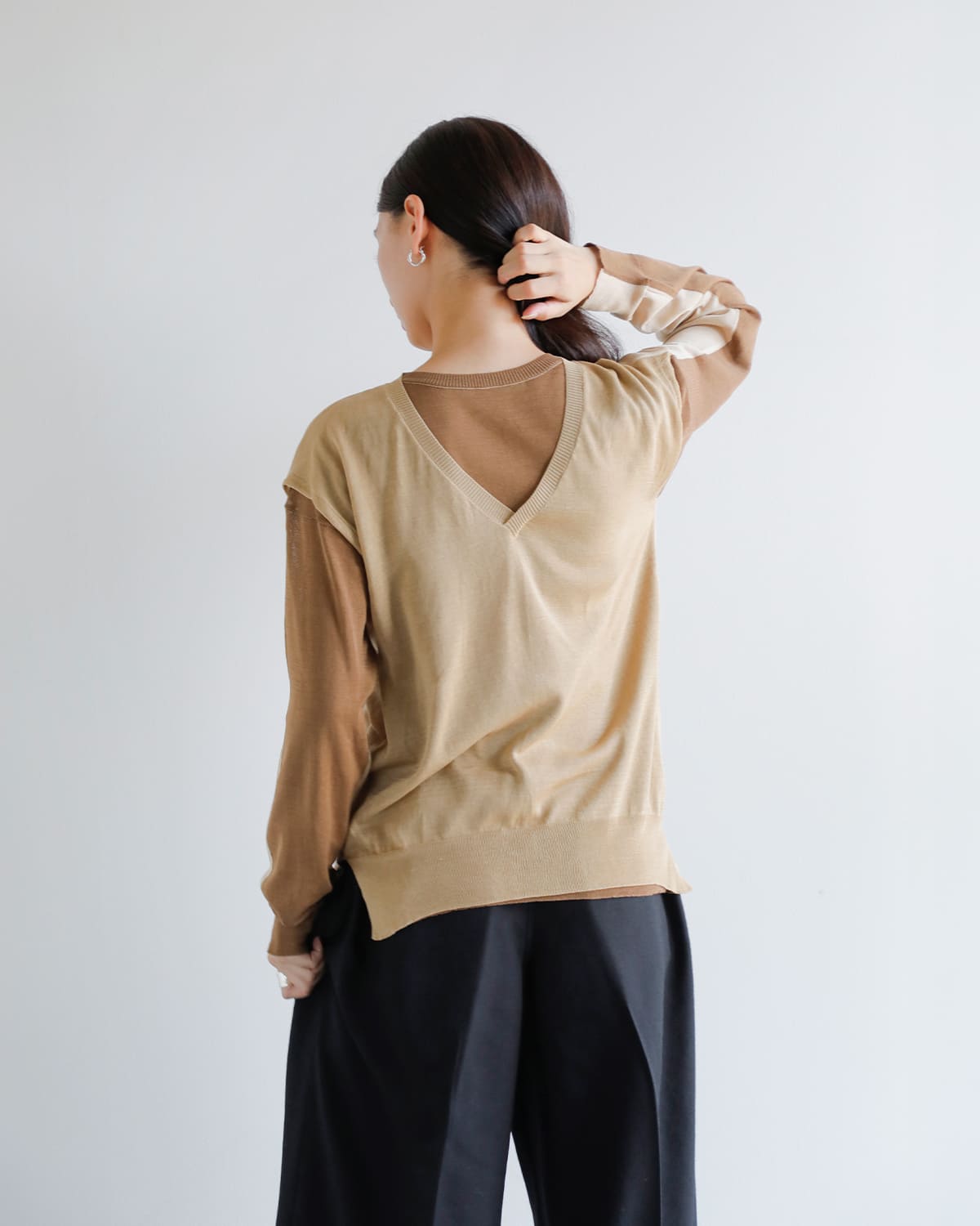 beautiful people(ビューティフルピープル)スーピマコットン4wayニットプルオーバー “Flip protained cotton pullover” 1545210004