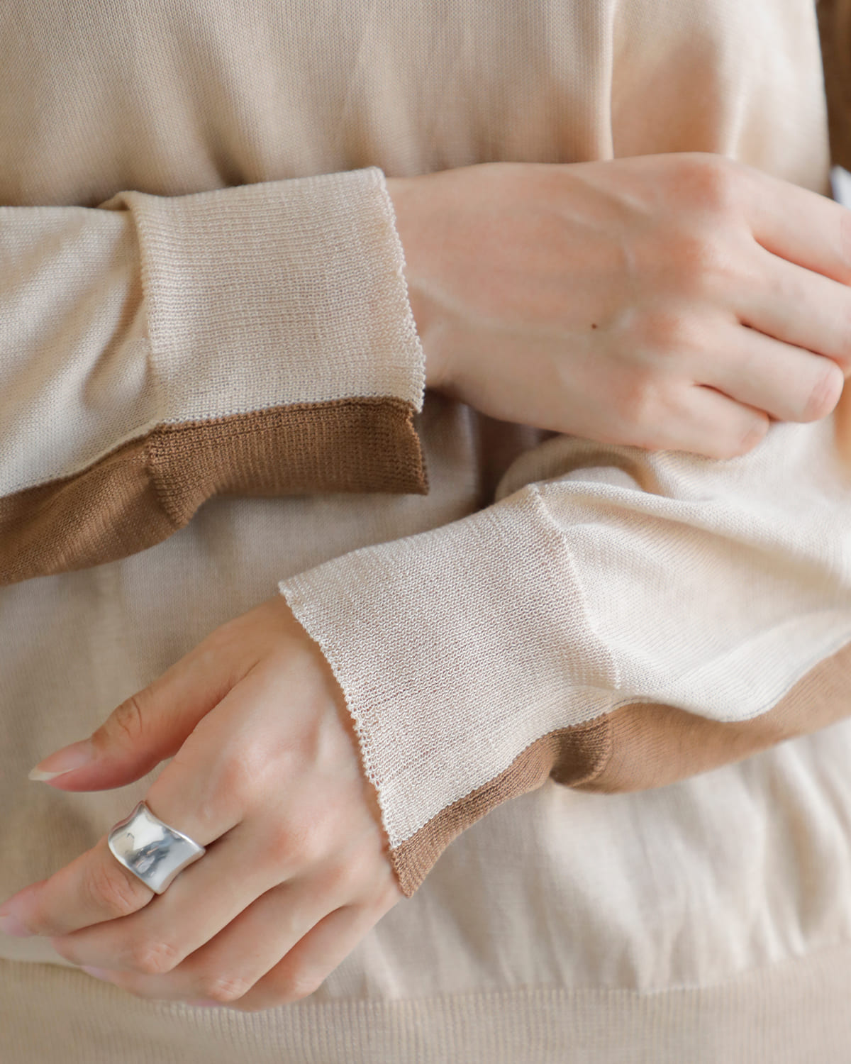 beautiful people(ビューティフルピープル)スーピマコットン4wayニットプルオーバー “Flip protained cotton pullover” 1545210004