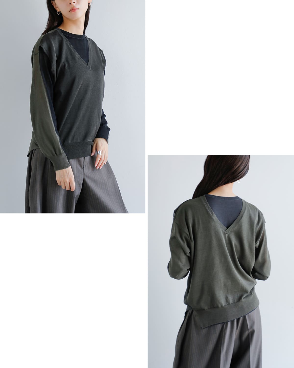 beautiful people(ビューティフルピープル)スーピマコットン4wayニットプルオーバー “Flip protained cotton pullover” 1545210004