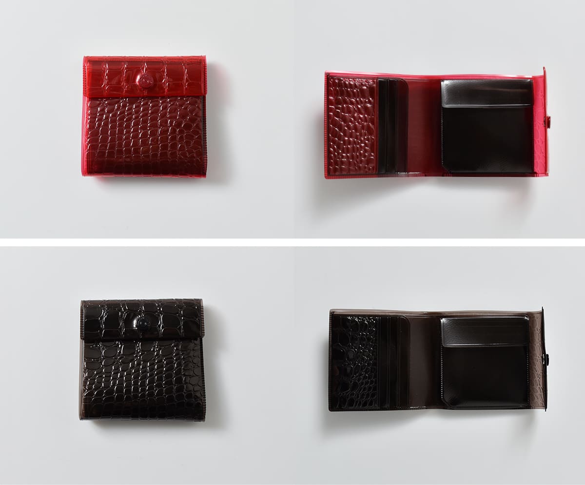 beautiful people(ビューティフルピープル)PVCスケルトンエンボス3つ折りウォレット “nothing to hide vinyl card wallet” 1626512001