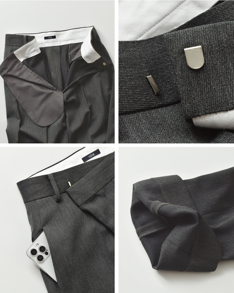 YLEVEウールトリコチン タック トラウザー パンツ “2/72 WOOL TRICHOTINE TR” 168-5240018