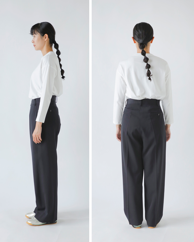 YLEVEウールトリコチン タック トラウザー パンツ “2/72 WOOL TRICHOTINE TR” 168-5240018