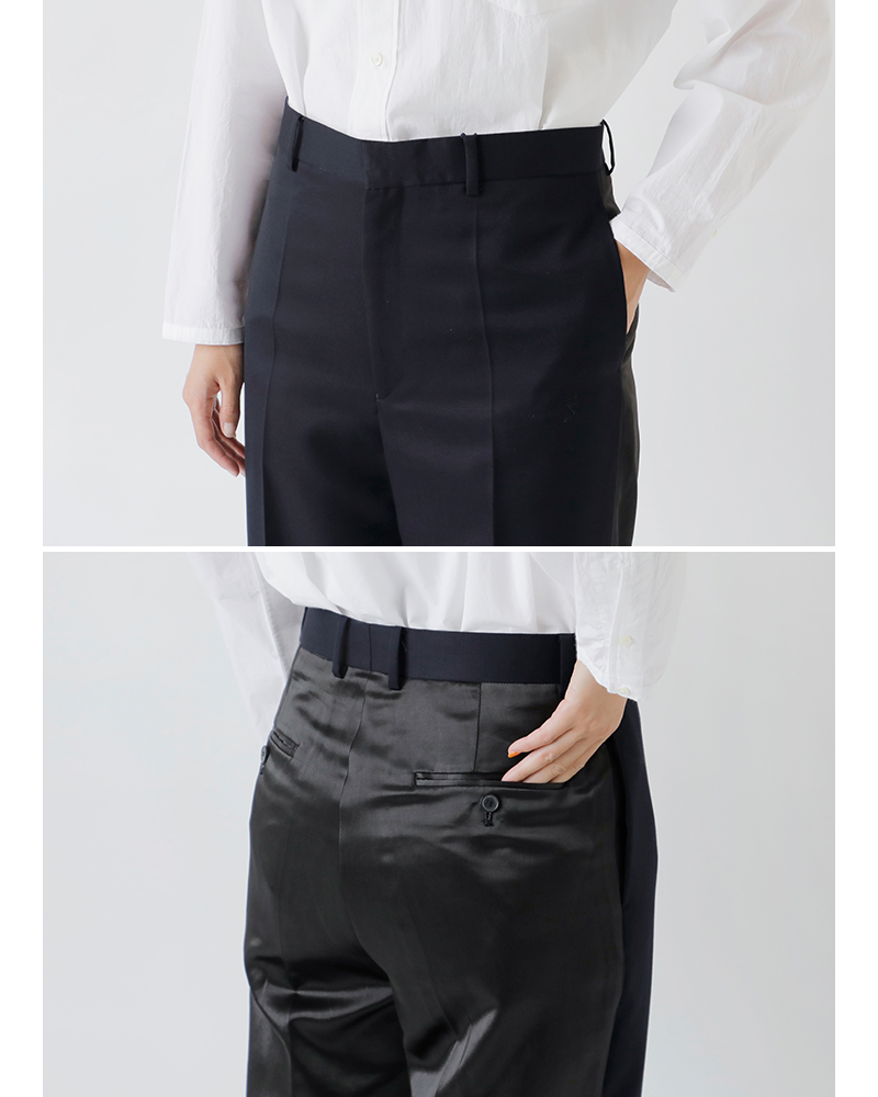 YLEVE(イレーヴ)ストレートトラウザーパンツ“WOOLMOHAIRGABA×VISCOSECOTTONSATINTR”168-5240081