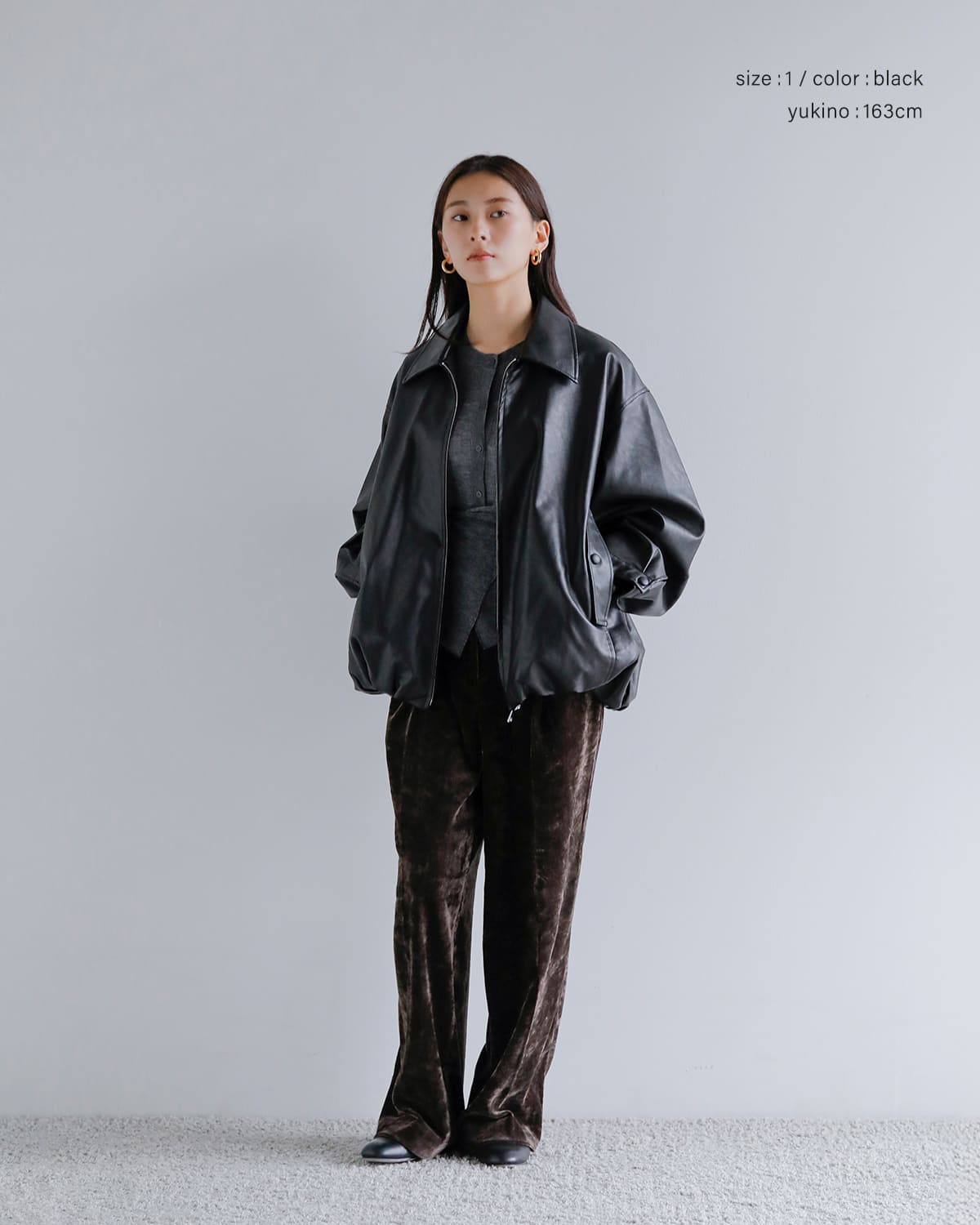 CLANE(クラネ)フェイクレザーバルーンジャケット 19101-0012