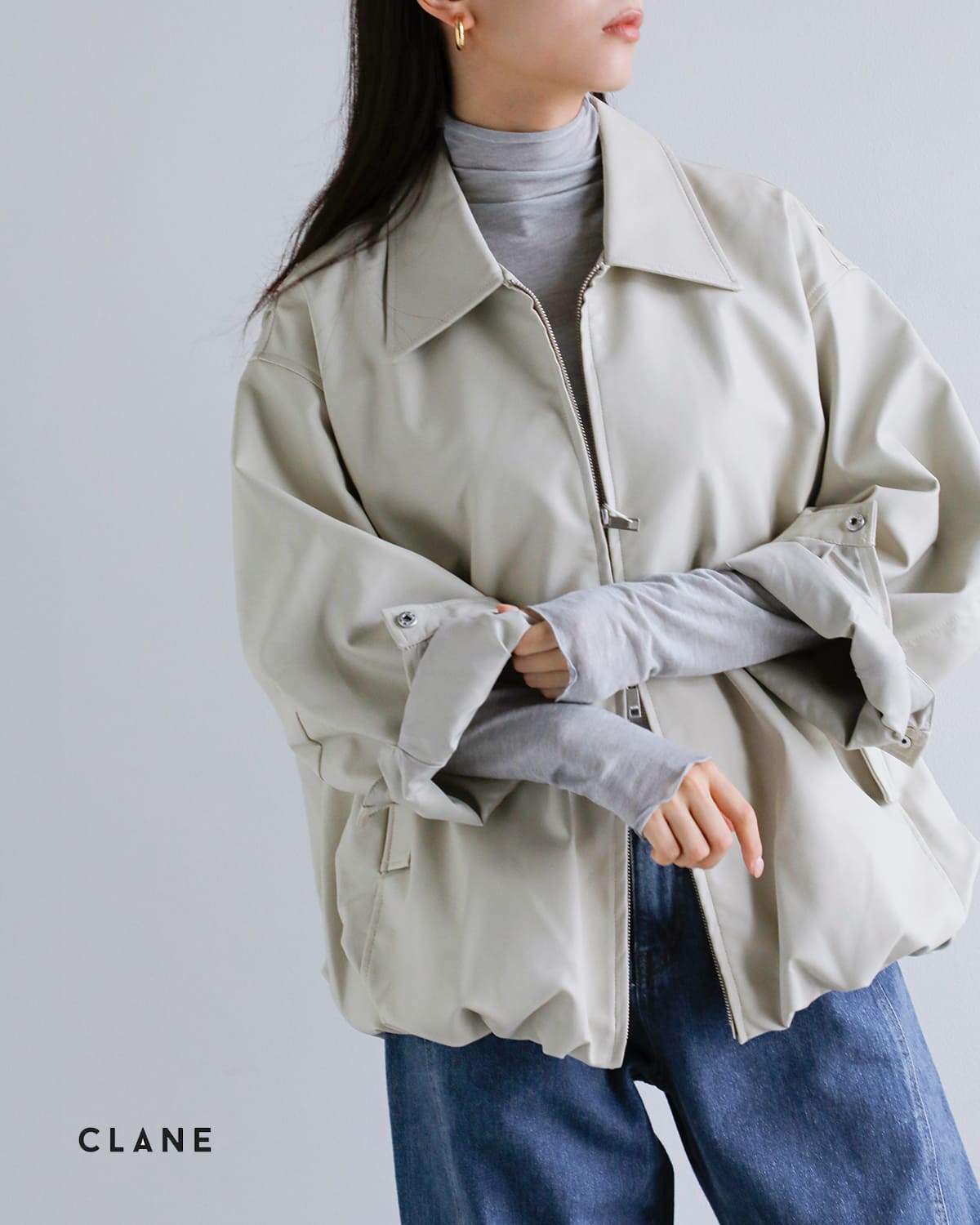 CLANE(クラネ)フェイクレザー バルーン ジャケット19101-0012