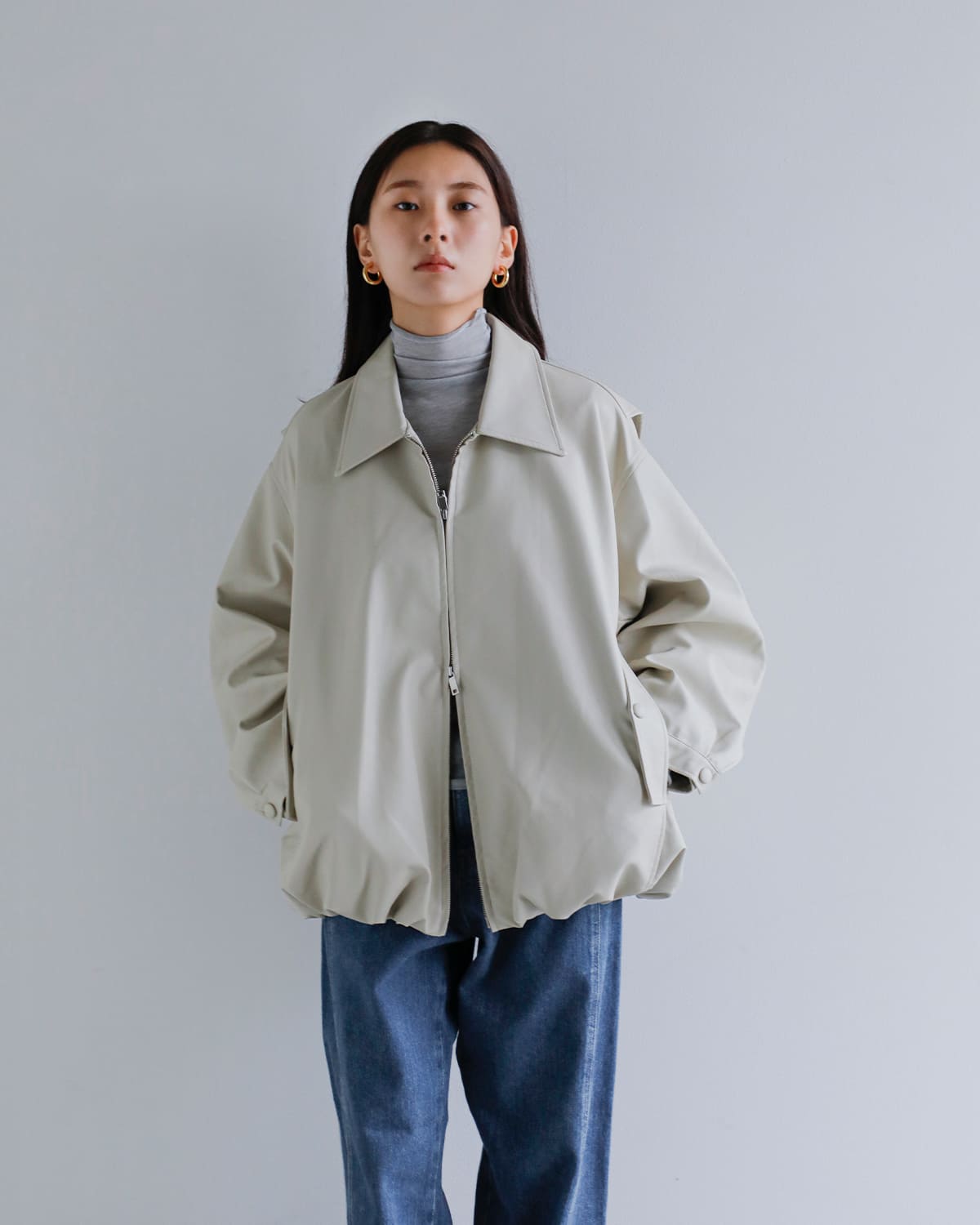 CLANE(クラネ)フェイクレザーバルーンジャケット 19101-0012