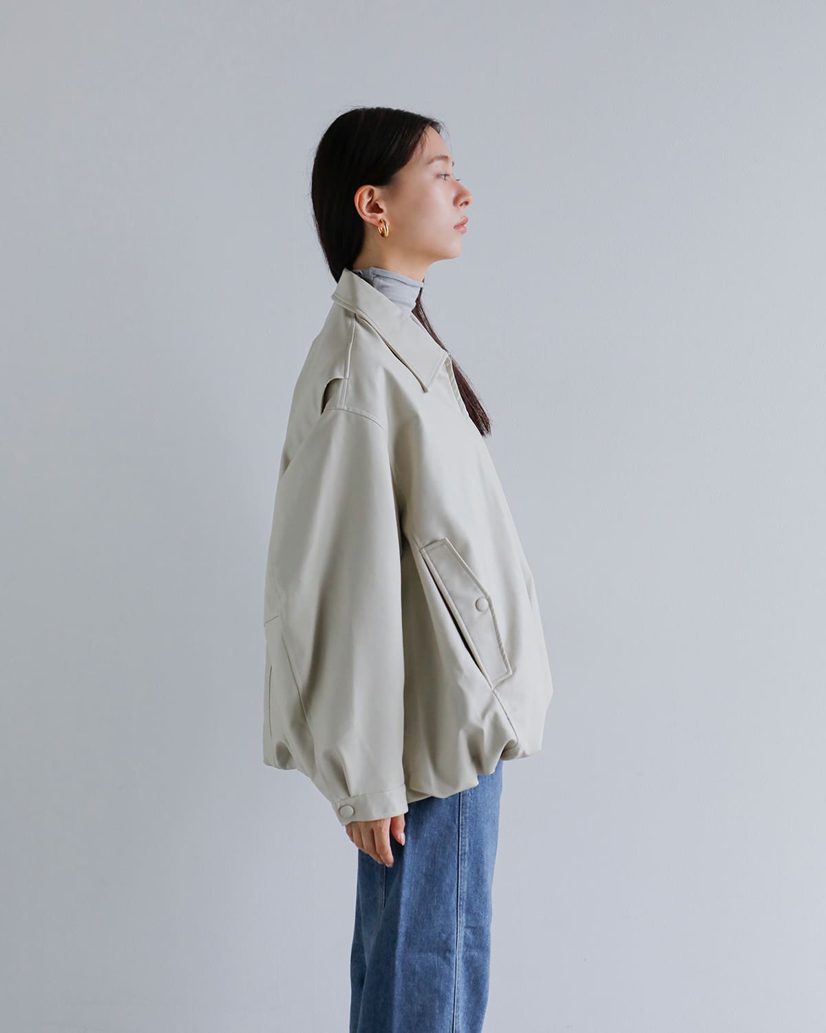 CLANE(クラネ)フェイクレザーバルーンジャケット 19101-0012