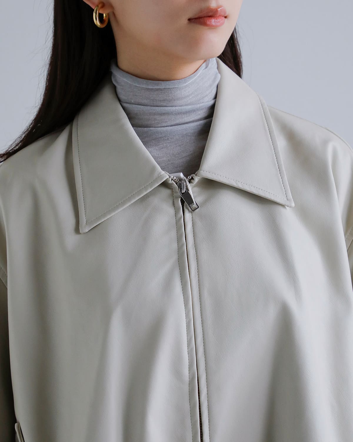 CLANE(クラネ)フェイクレザーバルーンジャケット 19101-0012