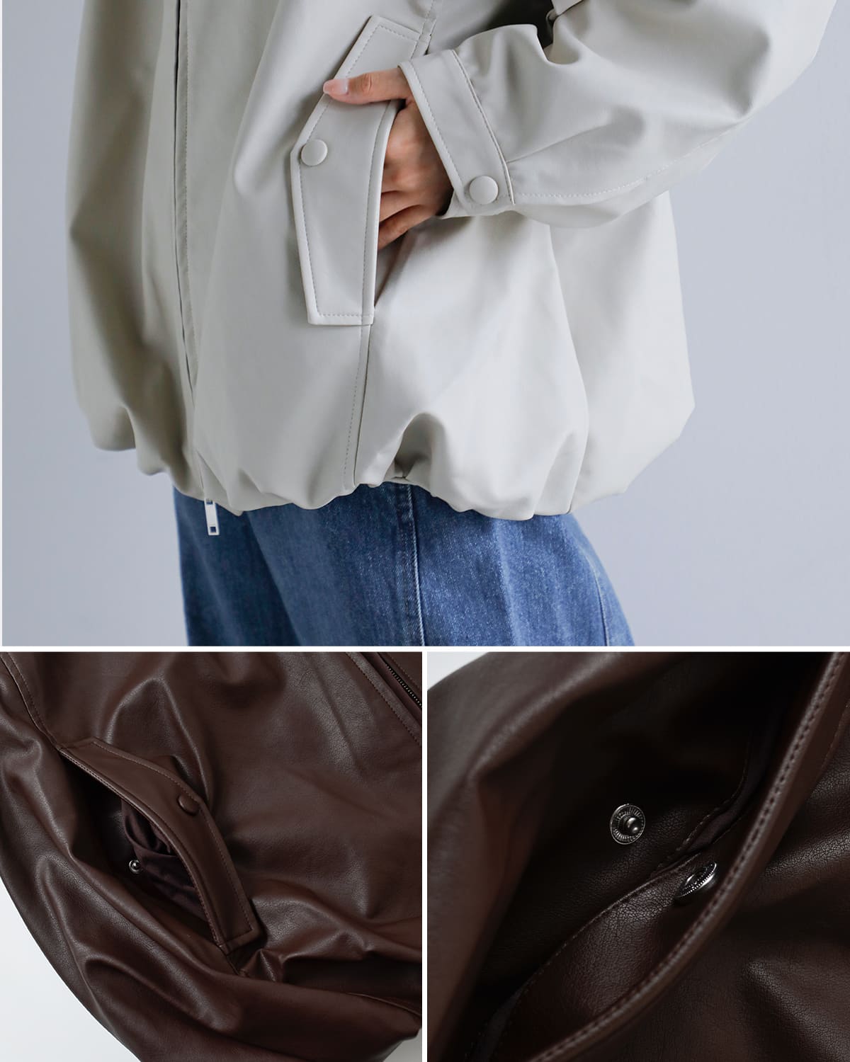 CLANE(クラネ)フェイクレザーバルーンジャケット 19101-0012