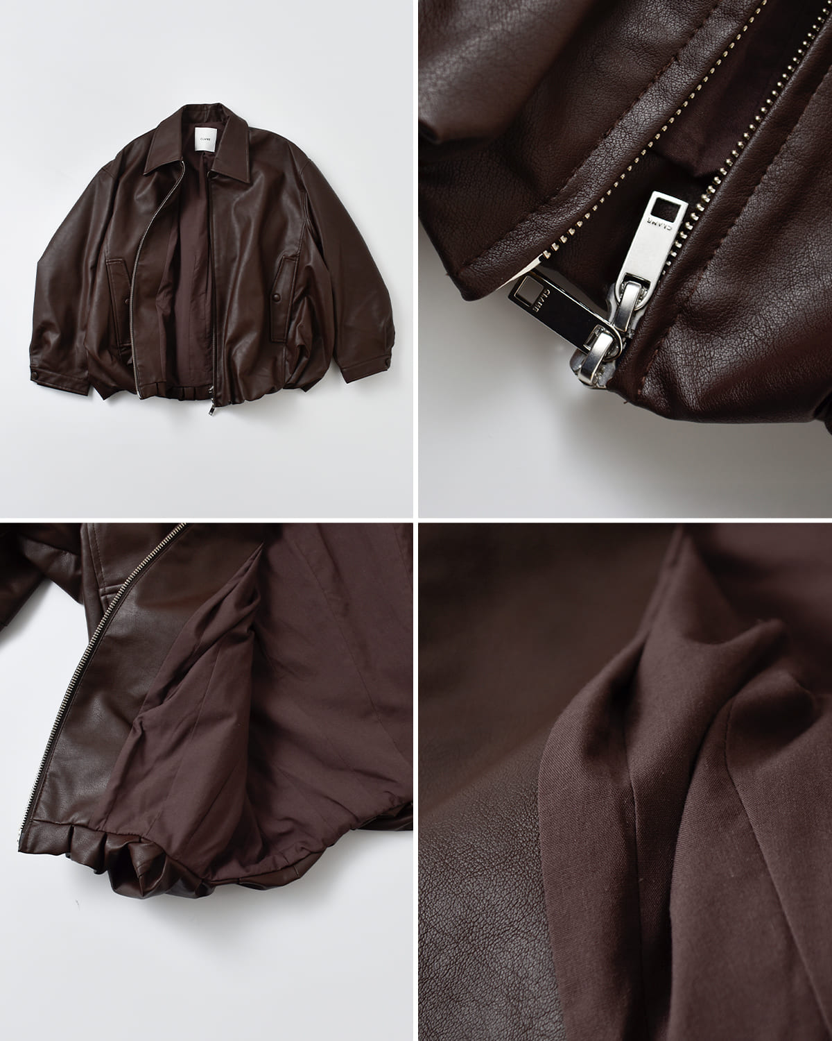 CLANE(クラネ)フェイクレザーバルーンジャケット 19101-0012
