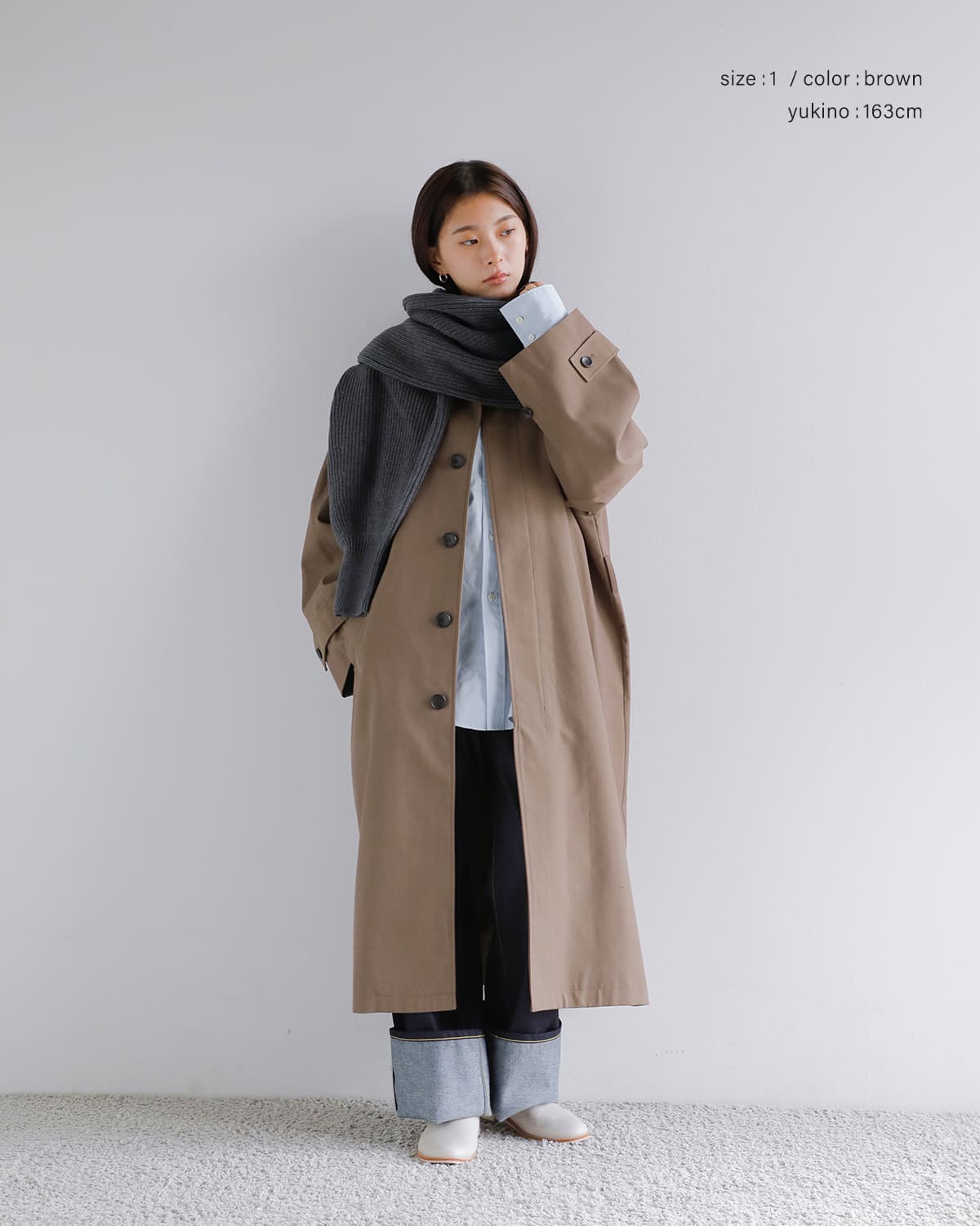 CLANE(クラネ)バルキーラインステンカラーコート 19101-0022