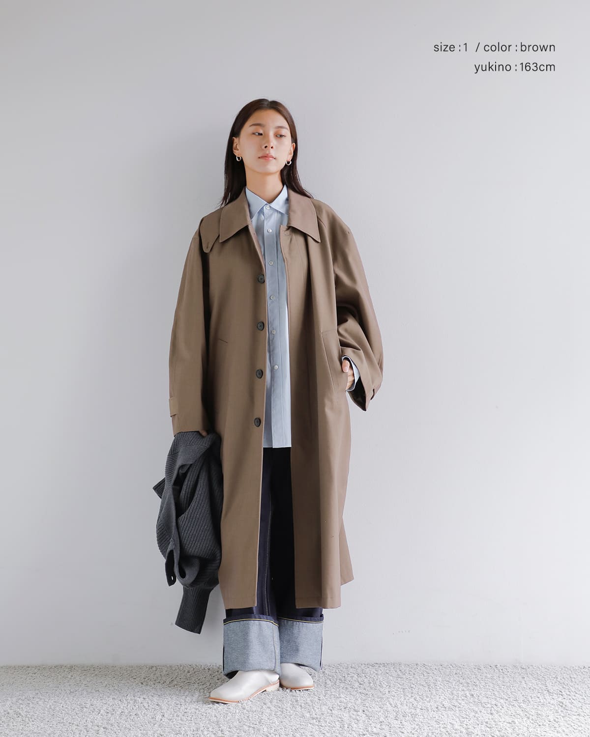 CLANE(クラネ)バルキーラインステンカラーコート 19101-0022