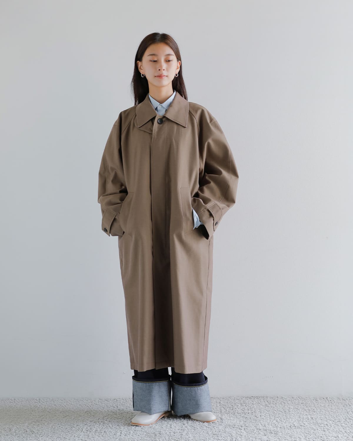 CLANE(クラネ)バルキーラインステンカラーコート 19101-0022