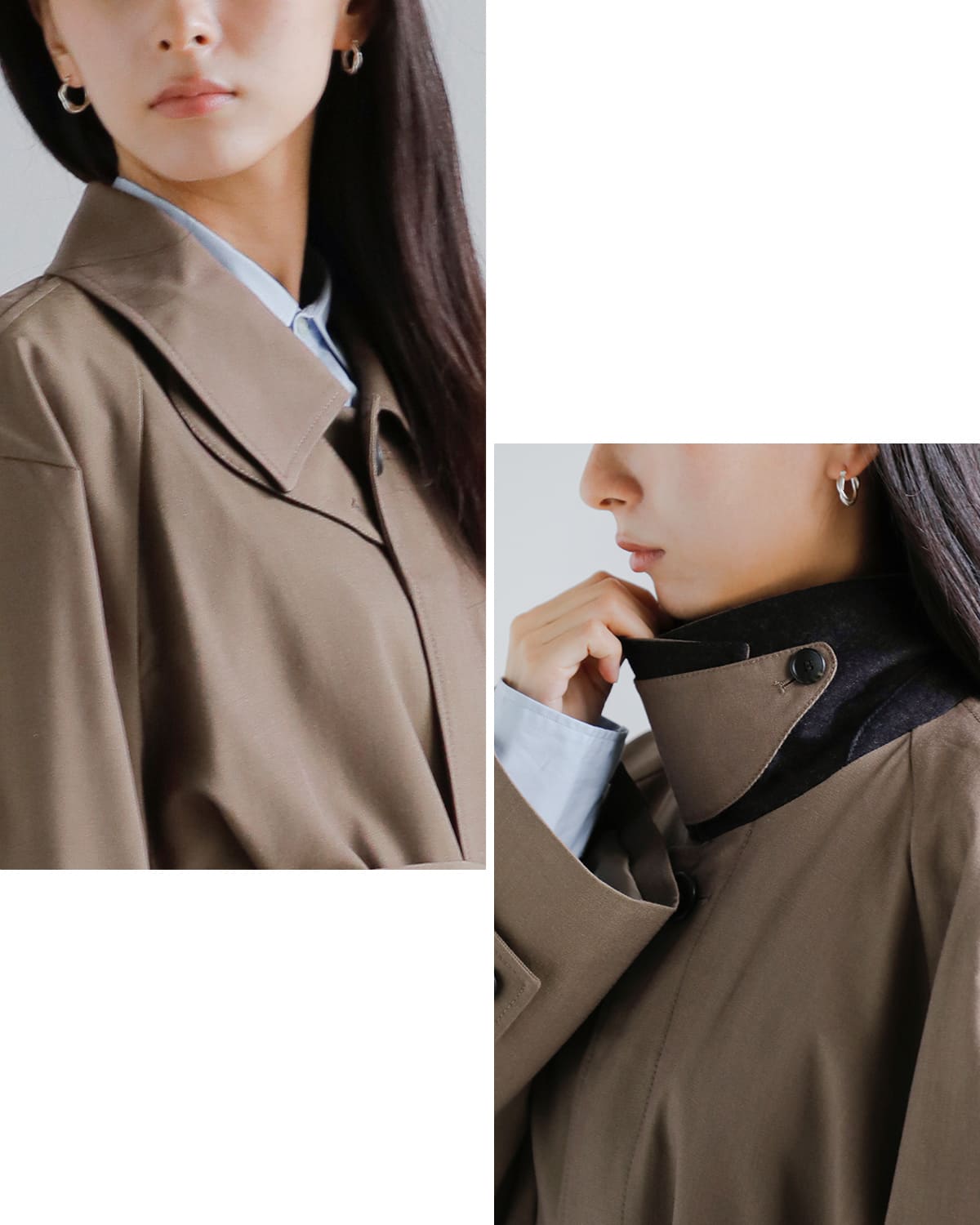 CLANE(クラネ)バルキーラインステンカラーコート 19101-0022