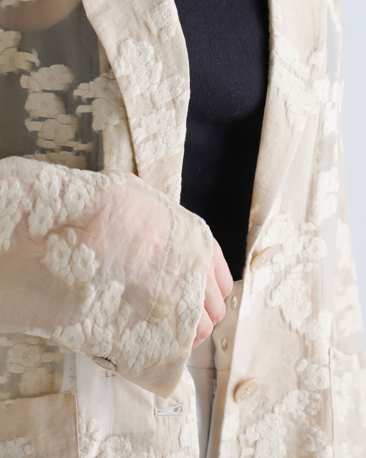 新品未使用 CLANE （クラネ）/ボタニカル ジャガードDRESS COAT CLANE クラネ フラワー シアー ジャガード ジャケット 19103