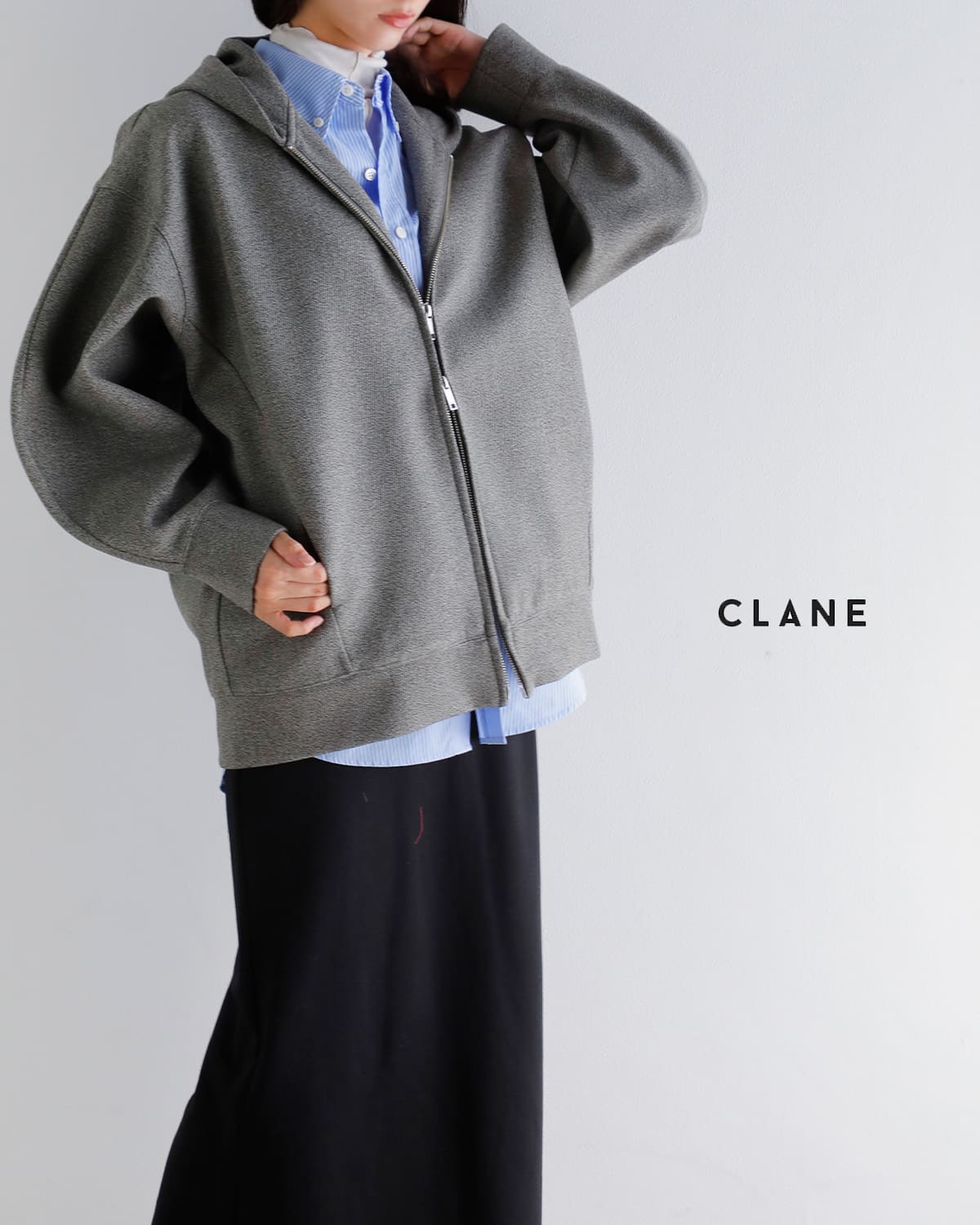 CLANE(クラネ)コンストラクティブ ボンディング フーディー ブルゾン19104-0502
