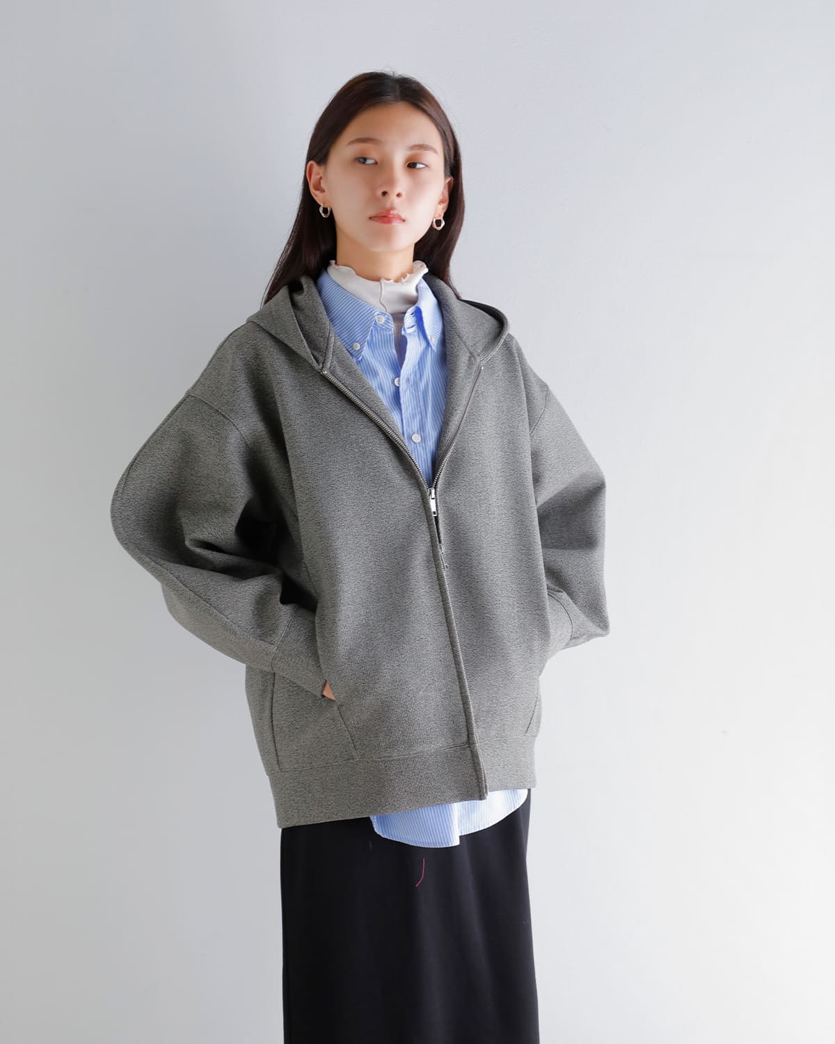 CLANE(クラネ)コンストラクティブボンディングフーディーブルゾン 19104-0502