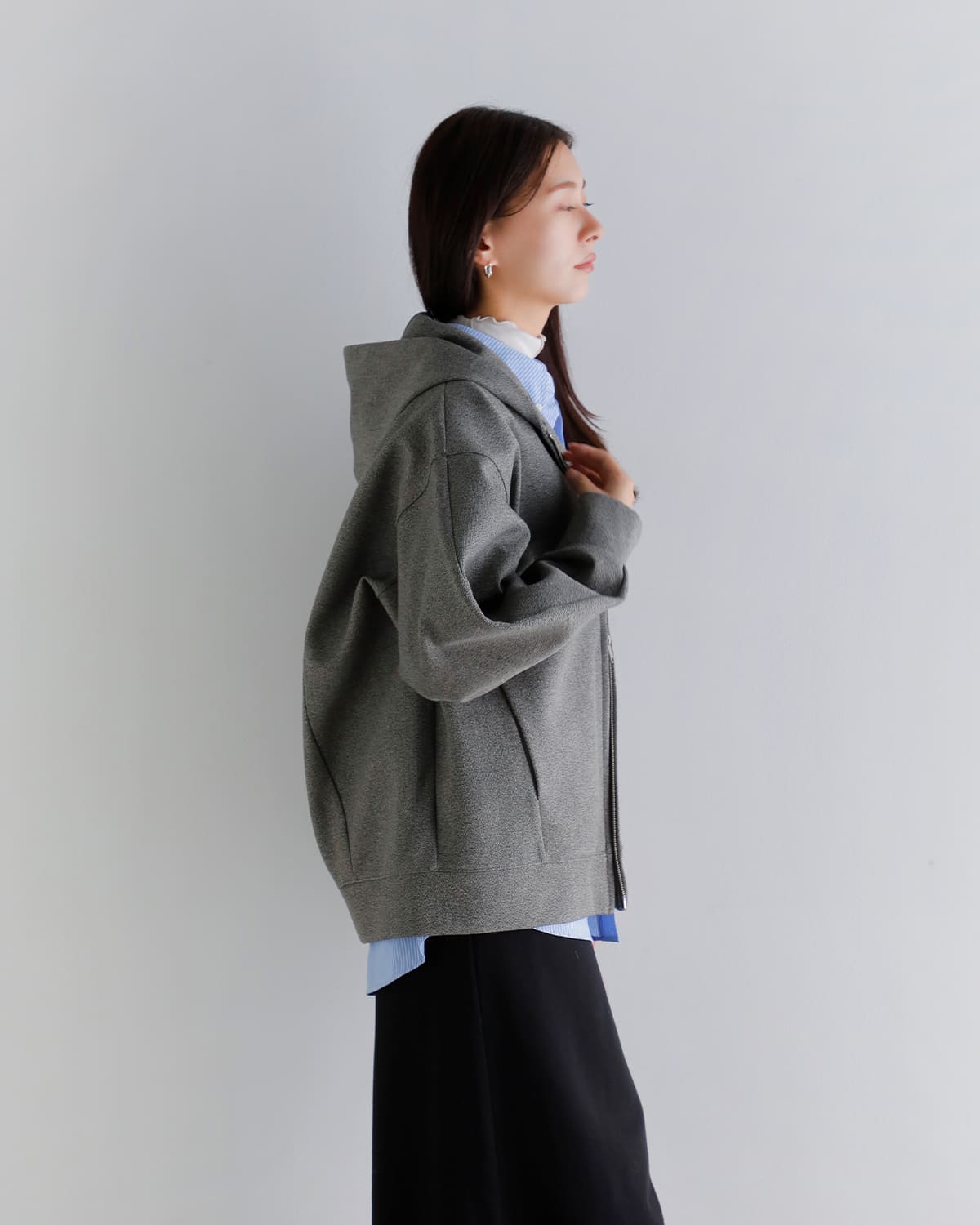 CLANE(クラネ)コンストラクティブボンディングフーディーブルゾン 19104-0502