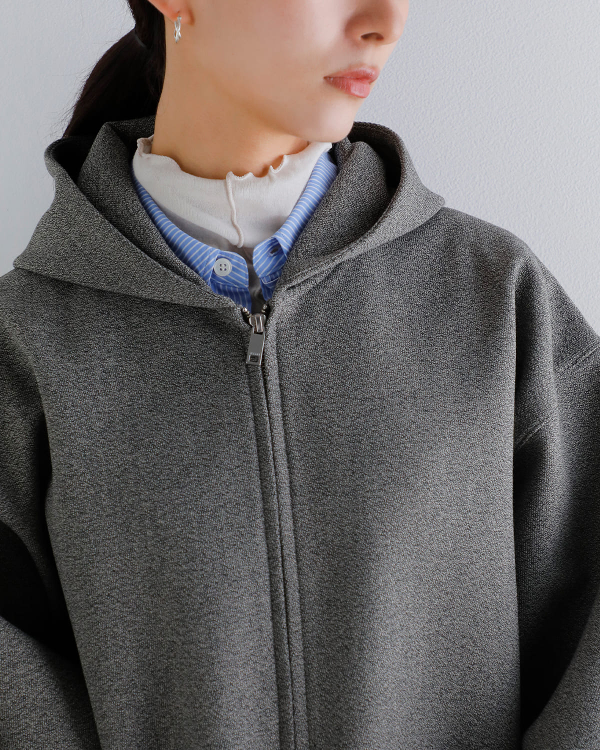 CLANE(クラネ)コンストラクティブボンディングフーディーブルゾン 19104-0502