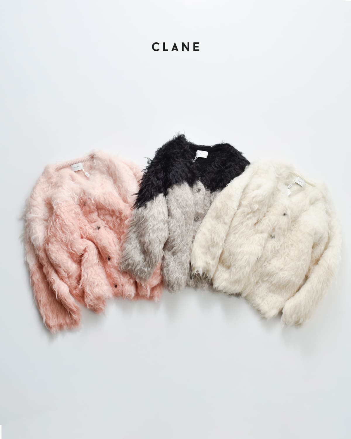 CLANE(クラネ)バイカラー シャギー ニット カーディガン19106-2152