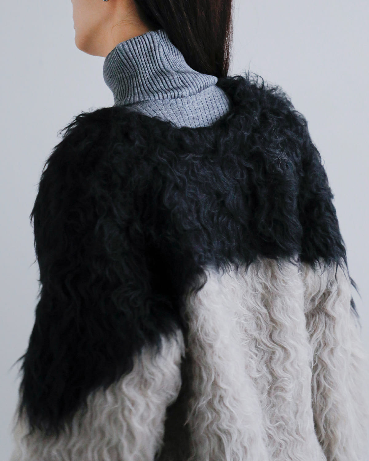 CLANE(クラネ)バイカラーシャギーニットカーディガン 19106-2152