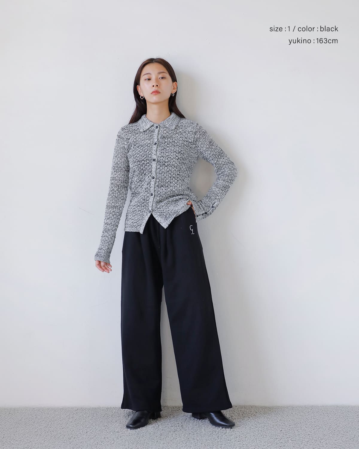 CLANE(クラネ)ロゴスウェットタックワイドパンツ 19110-7242