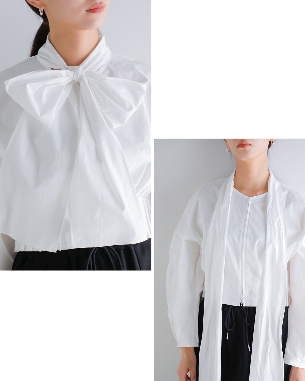 CLANE(クラネ)リボンジップシャツ 19122-4232