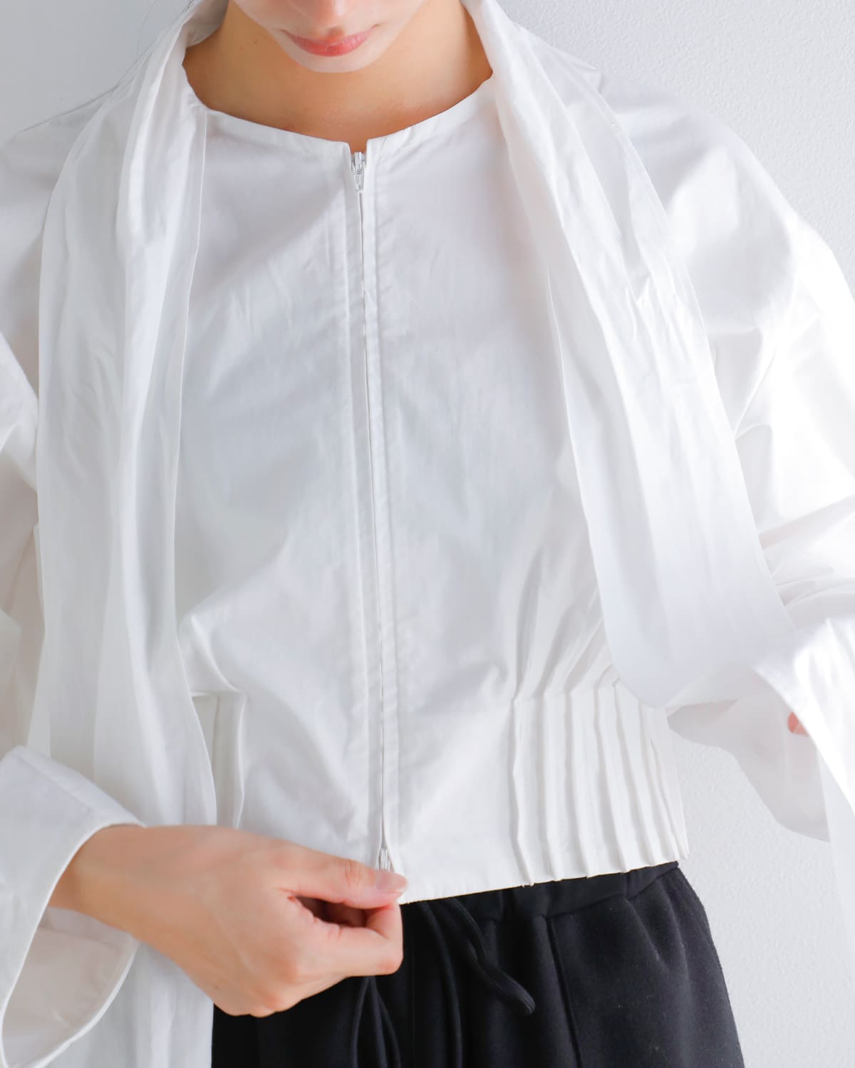 CLANE(クラネ)リボンジップシャツ 19122-4232