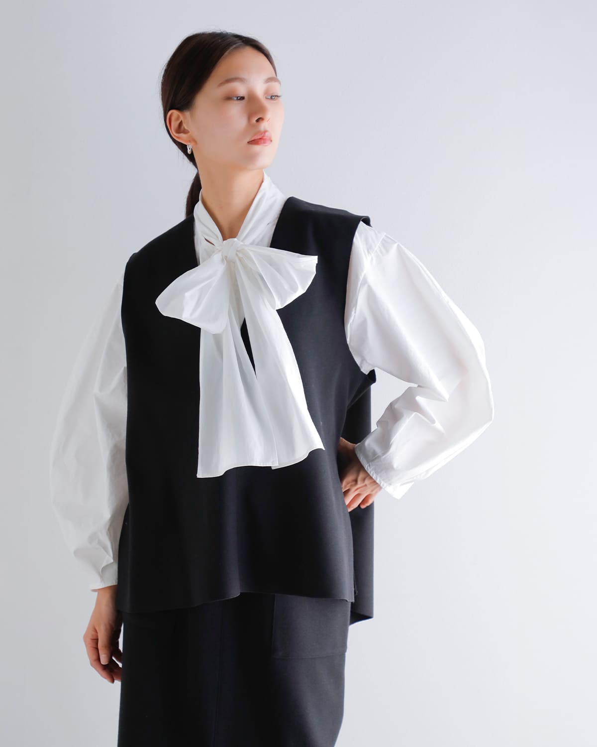 CLANE(クラネ)リボンジップシャツ 19122-4232