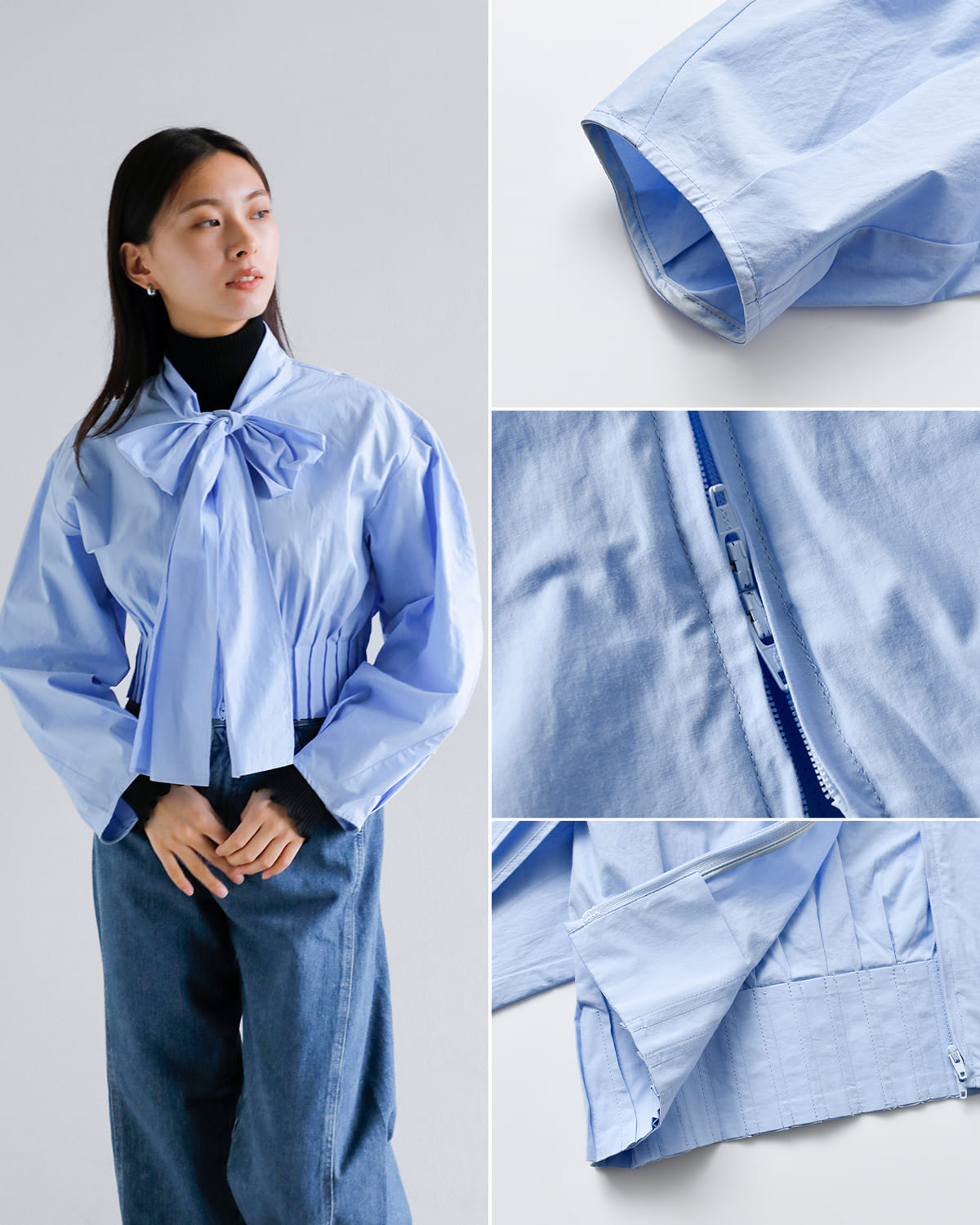 CLANE(クラネ)リボンジップシャツ 19122-4232