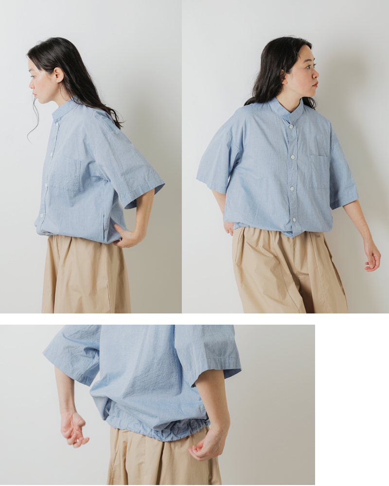 ブラウス シャツ MidiUmi シャンブレーワークシャツ レディース Midiumi ミディウミ シャンブレーワークシャツ 半袖 2-739764
