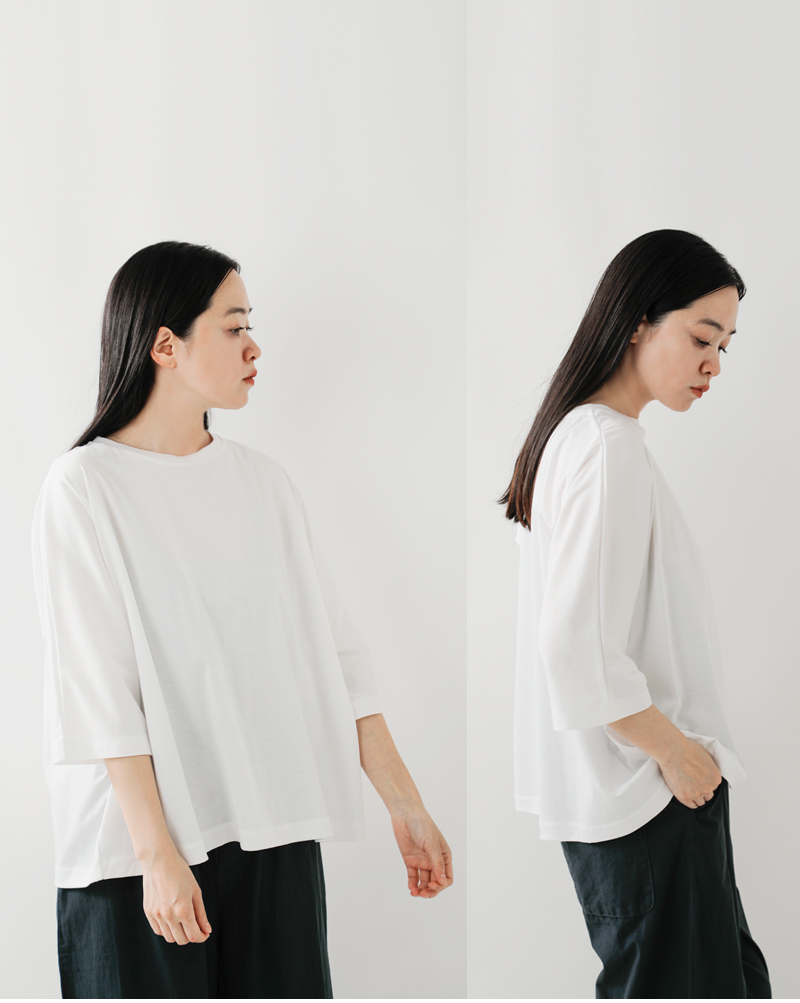 TRAVAIL MANUEL(トラバイユマニュアル)コットンスムース5分袖プルオーバー2040