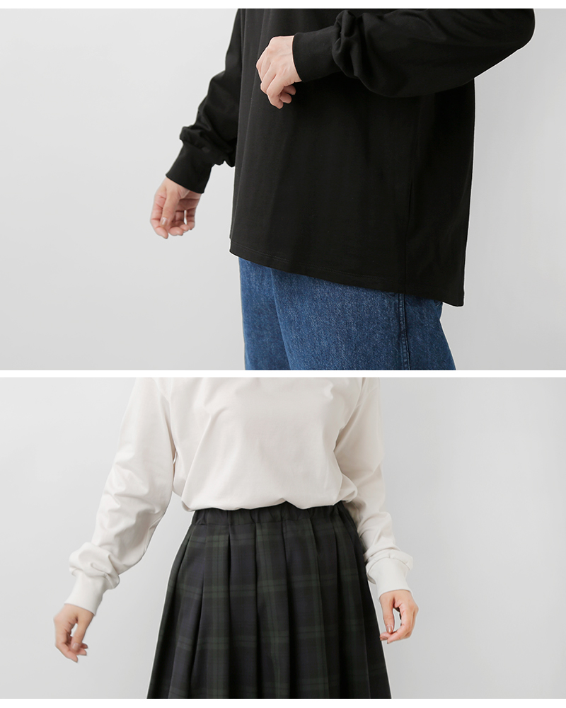 TRAVAIL MANUEL(トラバイユマニュアル)コットンミディ天竺バックラウンド長袖Tシャツ2041