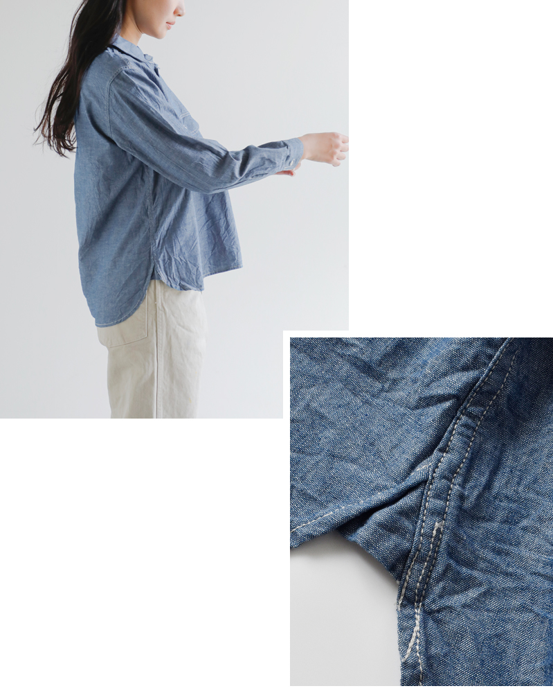 ordinaryfits(オーディナリーフィッツ)コットンシャンブレーワークプルオーバーシャツ“WORKPULLOVERSHIRTS”205-325