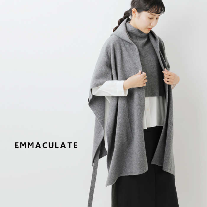 EMMACULATE(エマキュレイト)ウールカシミヤフード付きニットポンチョ2253k-01360