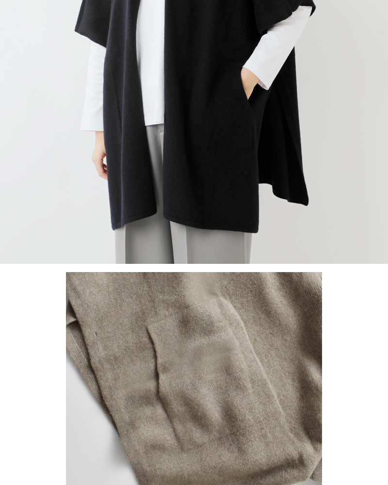 EMMACULATE(エマキュレイト)ウールカシミヤフード付きニットポンチョ2253k-01360