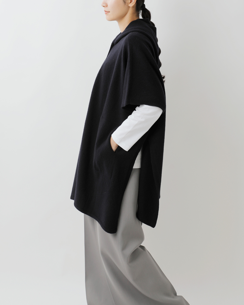 EMMACULATE(エマキュレイト)ウールカシミヤフード付きニットポンチョ2253k-01360