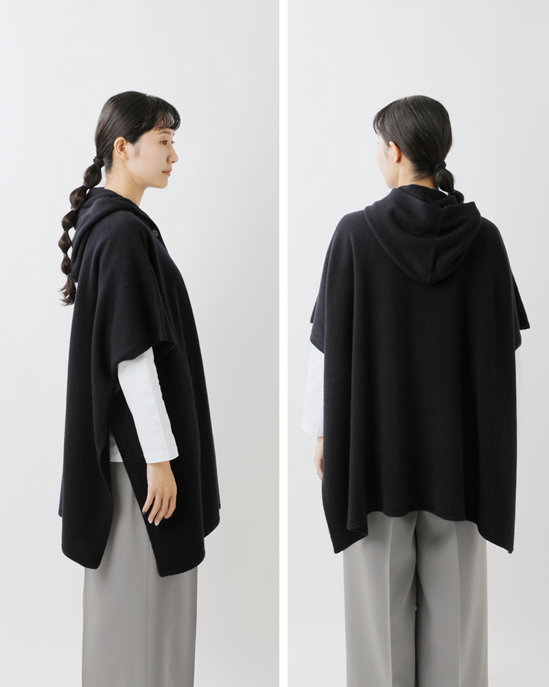 EMMACULATE(エマキュレイト)ウールカシミヤフード付きニットポンチョ2253k-01360