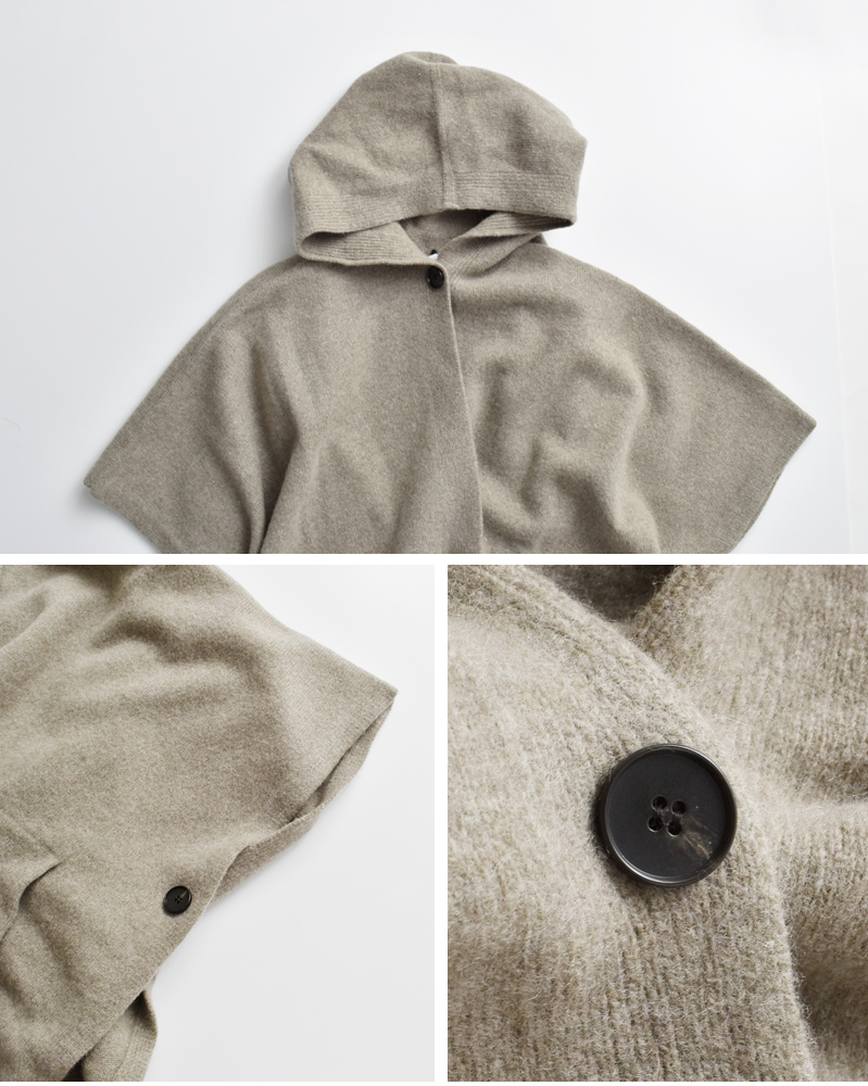 EMMACULATE(エマキュレイト)ウールカシミヤフード付きニットポンチョ2253k-01360