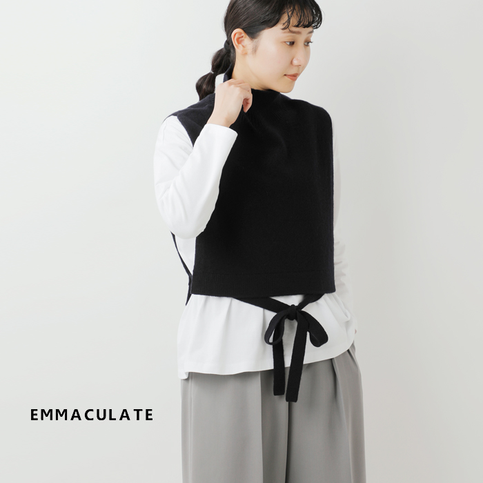 EMMACULATE(エマキュレイト)2wayウールカシミヤリボン付きハイネックビブニットベスト2253k-01362