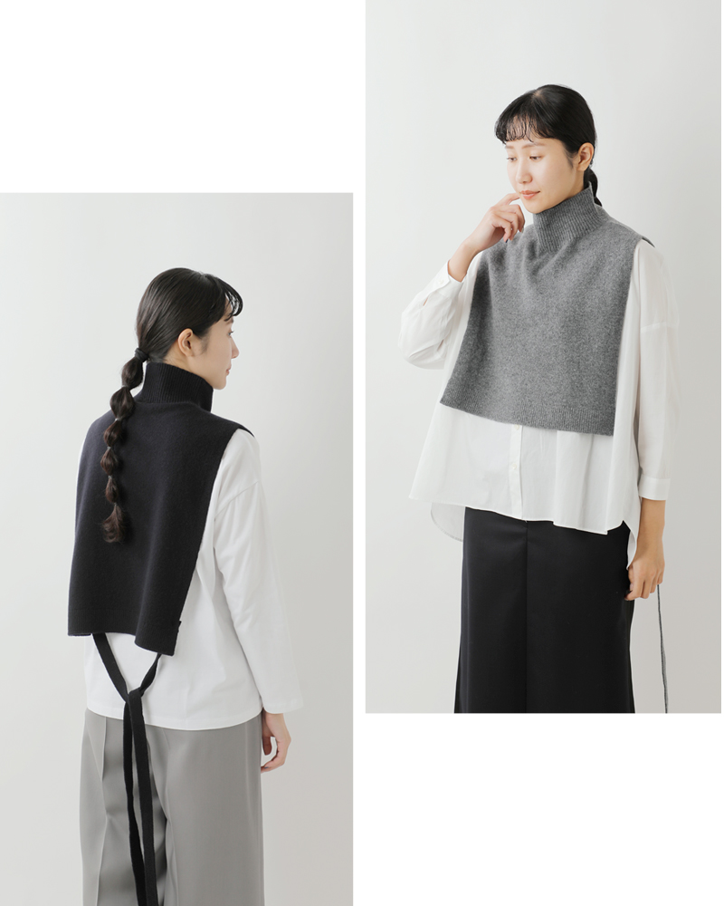 EMMACULATE(エマキュレイト)2wayウールカシミヤリボン付きハイネックビブニットベスト2253k-01362