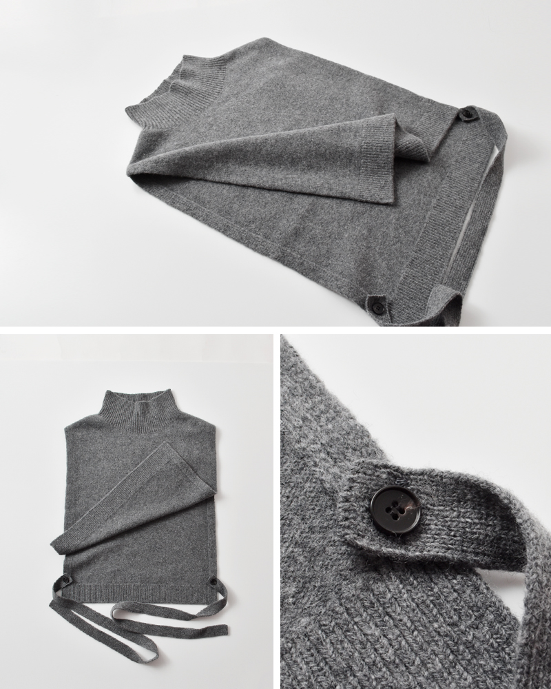 EMMACULATE(エマキュレイト)2wayウールカシミヤリボン付きハイネックビブニットベスト2253k-01362