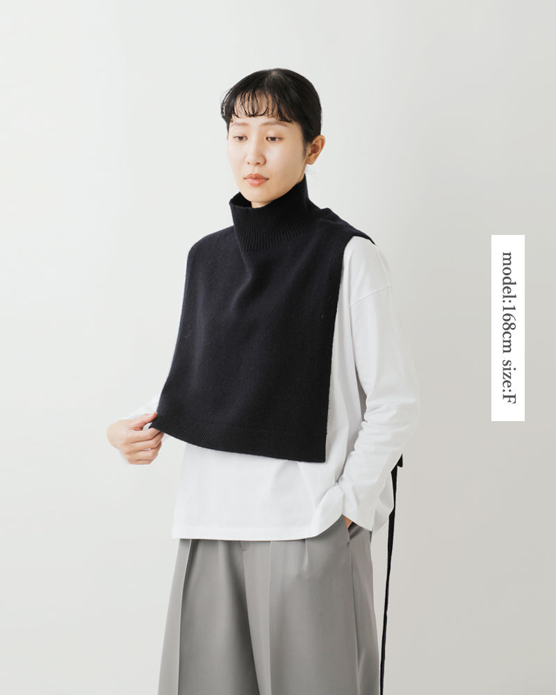 EMMACULATE(エマキュレイト)2wayウールカシミヤリボン付きハイネックビブニットベスト2253k-01362