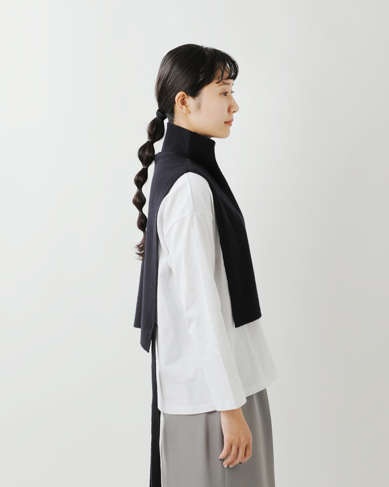EMMACULATE(エマキュレイト)2wayウールカシミヤリボン付きハイネックビブニットベスト2253k-01362