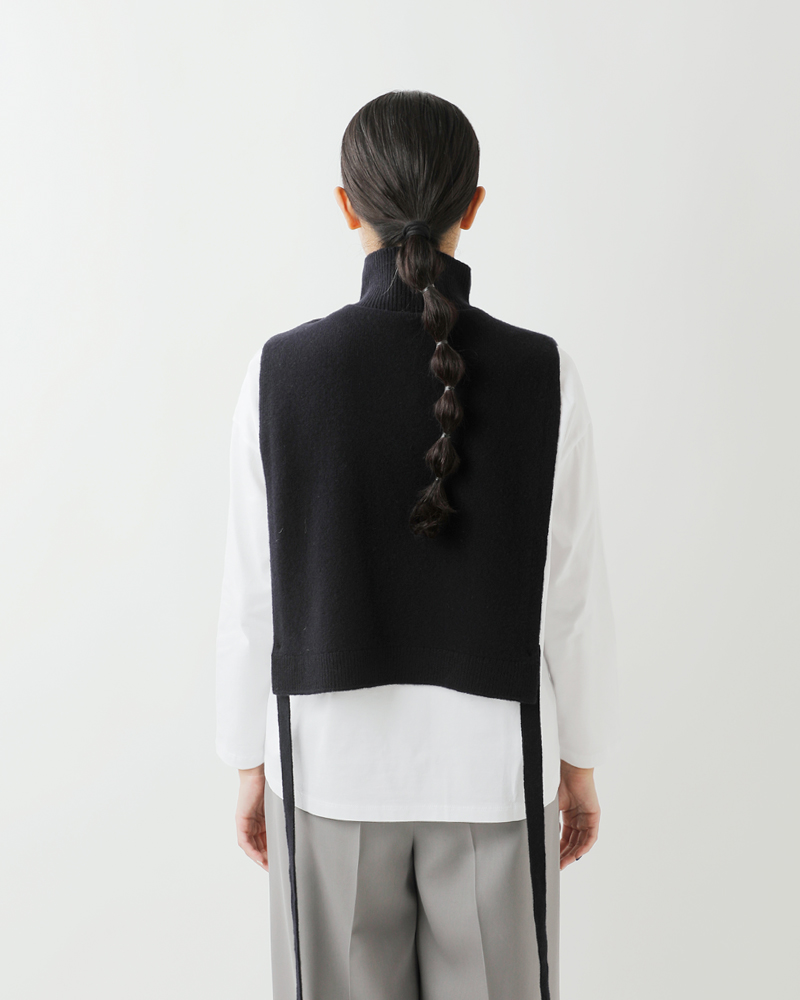 EMMACULATE(エマキュレイト)2wayウールカシミヤリボン付きハイネックビブニットベスト2253k-01362